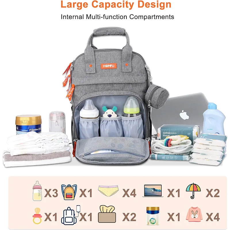 Homfu Diaper Bag Backpack Mommy Hospital Baby Bags for Girls Boys Multifunction Large Laptop Travel Backpack Mom Dad Diaper Bag with Changing Pad Waterproof Fashion Maternity Baby Diaper Bag Tote