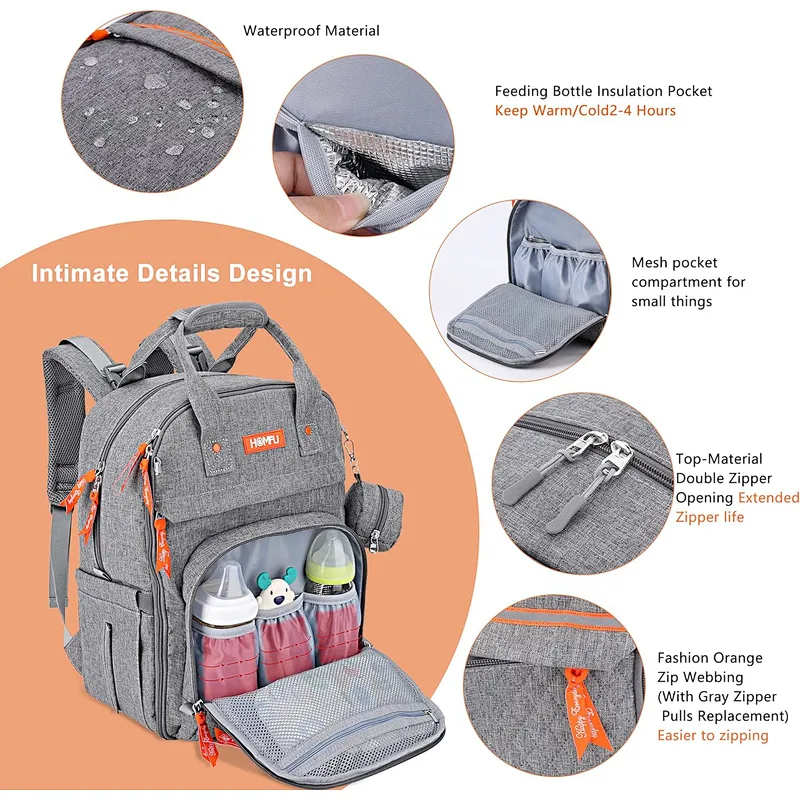 Homfu Diaper Bag Backpack Mommy Hospital Baby Bags for Girls Boys Multifunction Large Laptop Travel Backpack Mom Dad Diaper Bag with Changing Pad Waterproof Fashion Maternity Baby Diaper Bag Tote